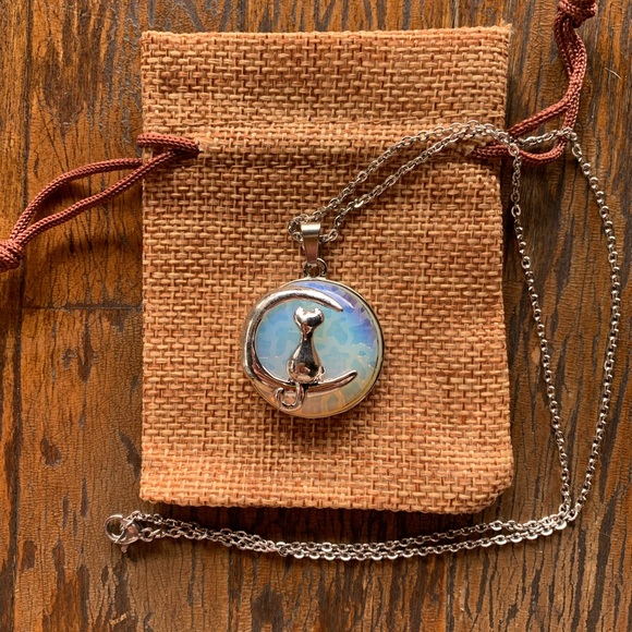 Jewelry - Opalite Cat Necklace | Kitty Cat Jewelry | Crystal Cat Pendant | Teen Girl Gift